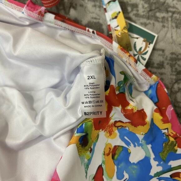 B2prity One Piece Floral Swim Suit Size 2XL Tummy Control V Neck Swimsuit - Picture 7 of 11